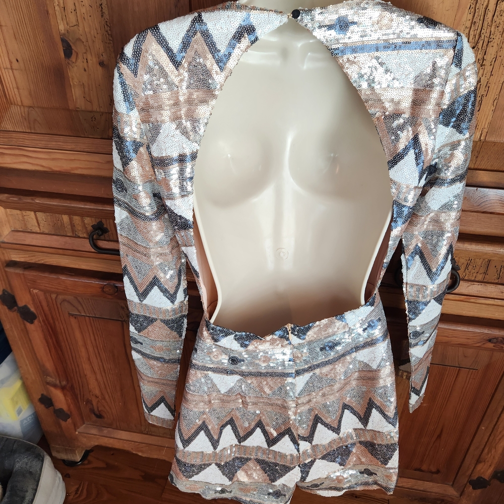 Blithe Women's Sequin Geometric Shorts - Silver A… - image 3